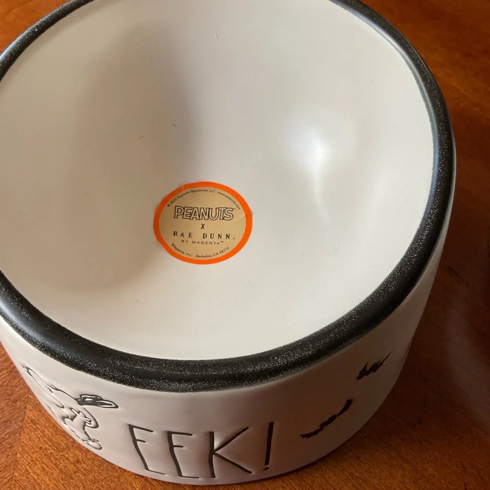 NWT SNOOPY “EEK” Rae Dunn x Peanuts Halloween Dog Dish, Raised, small